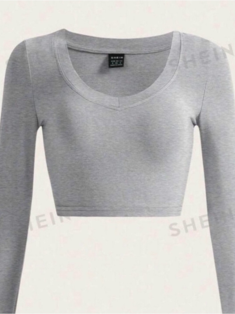 Shein Ribbed Long Sleeve Cropped Shirt Size XS